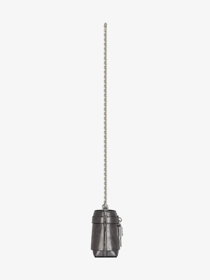 Micro Shark Lock Bucket Bag In Laminated Leather Silvery Grey Women Givenchy Micro Bags