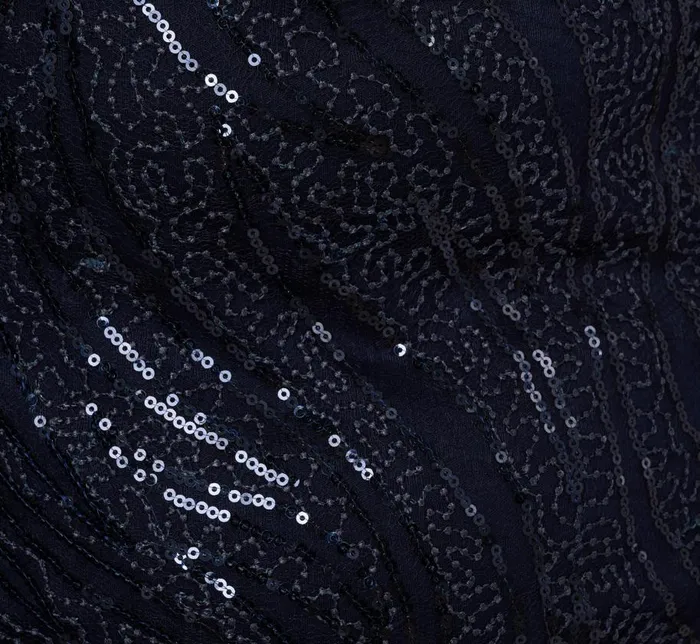 Midi Dresses Womens Adrianna Papell Plus Size Sequin Embroidered Dress With Taffeta Bell Sleeves In Midnight