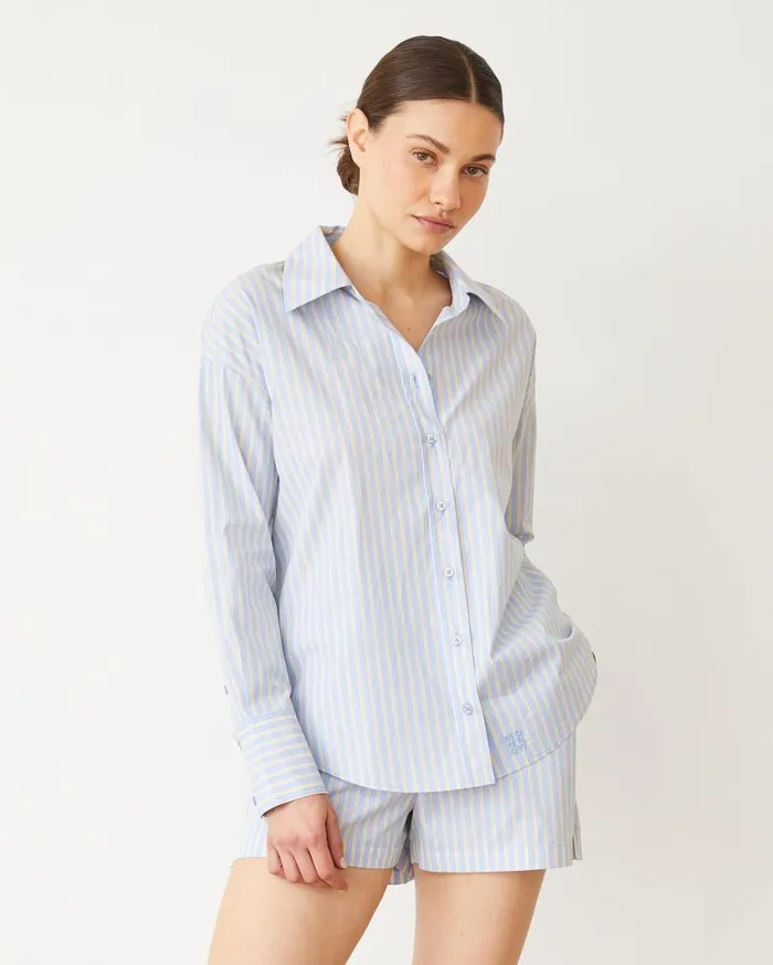 MONROW Long Sleeve Stripe Poplin Oversized Shirt 8211 Women MONROW Long Sleeve Stripe Poplin Oversized Shirt 8211 Women