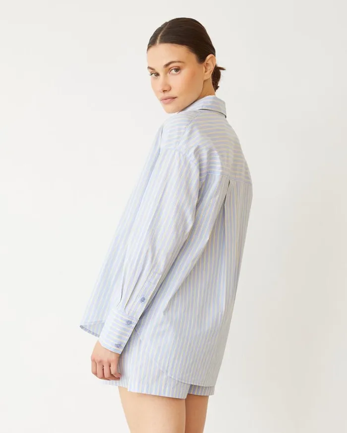 MONROW Long Sleeve Stripe Poplin Oversized Shirt 8211 Women MONROW Long Sleeve Stripe Poplin Oversized Shirt 8211 Women