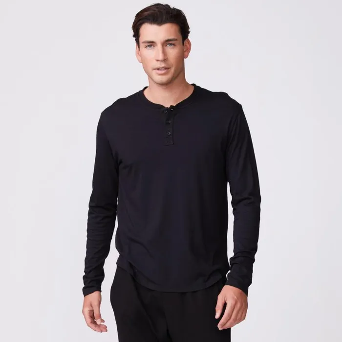 MONROW Men039s Long Sleeve Henley 8211 Men