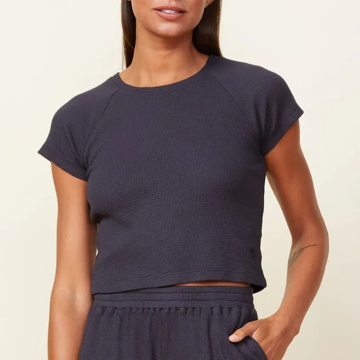 MONROW Tees Baby Thermal Fitted Cap Sleeve Tee 8211 Women