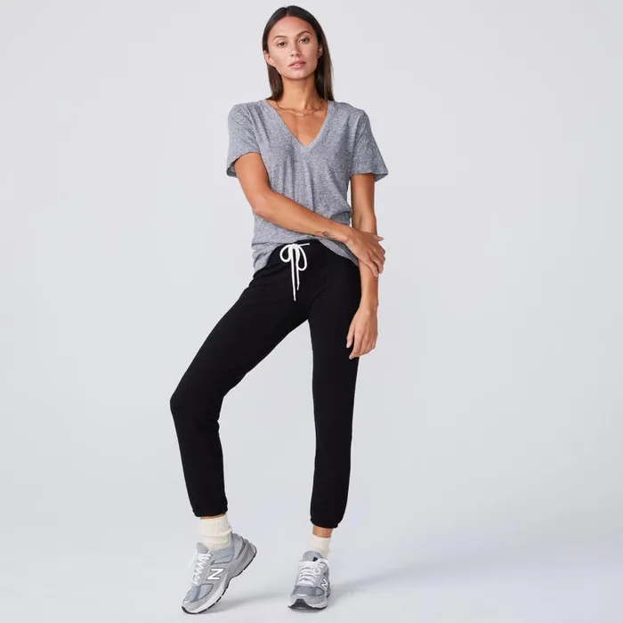 MONROW Tees Fitted V Neck Tee 8211 Granite Color 8211 Women MONROW Tees Fitted V Neck Tee 8211 Granite Color 8211 Women