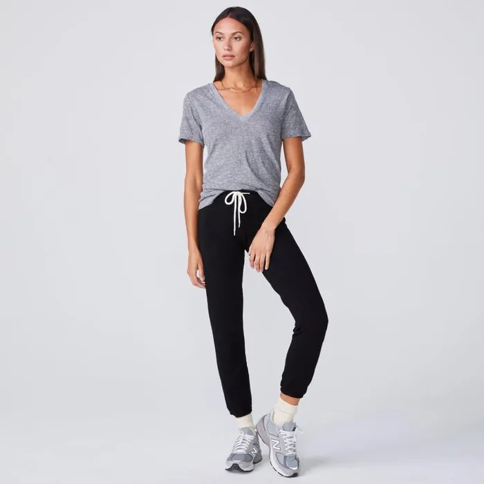 MONROW Tees Fitted V Neck Tee 8211 Granite Color 8211 Women MONROW Tees Fitted V Neck Tee 8211 Granite Color 8211 Women