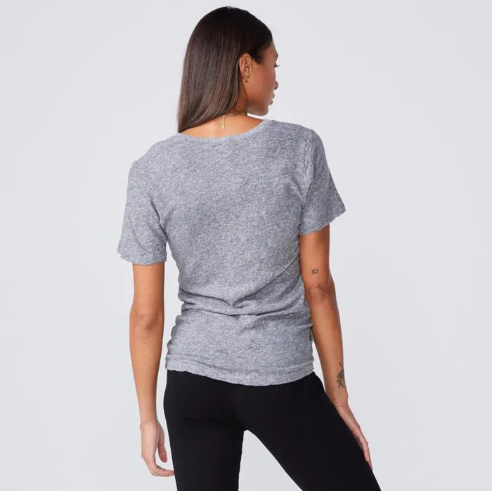 MONROW Tees Fitted V Neck Tee 8211 Granite Color 8211 Women MONROW Tees Fitted V Neck Tee 8211 Granite Color 8211 Women