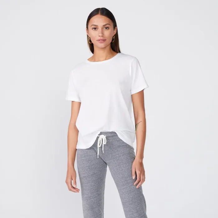 MONROW Tees Superfine Jersey Oversized Crew Neck Tee 8211 White 8211 Women