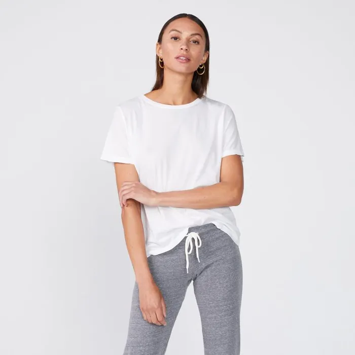 MONROW Tees Superfine Jersey Oversized Crew Neck Tee 8211 White 8211 Women