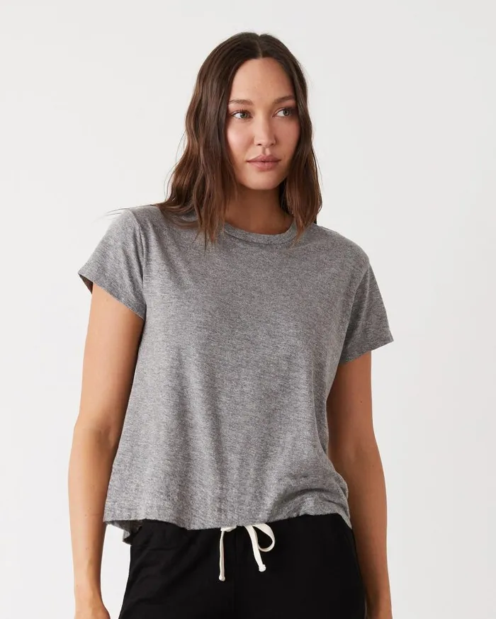 MONROW Tees Textured TriBlend Basic Crew Neck Tee 8211 Women