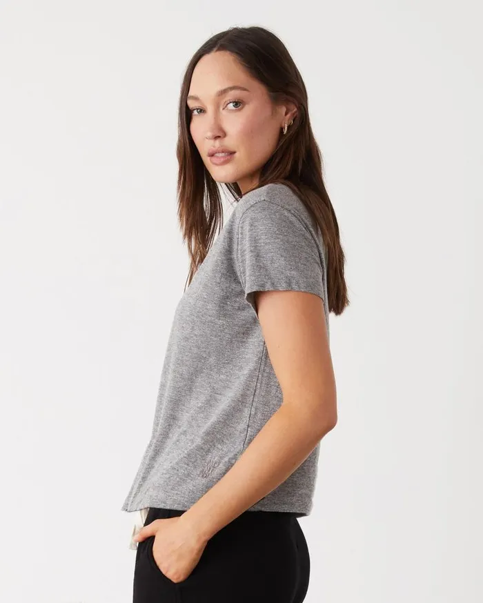 MONROW Tees Textured TriBlend Basic Crew Neck Tee 8211 Women