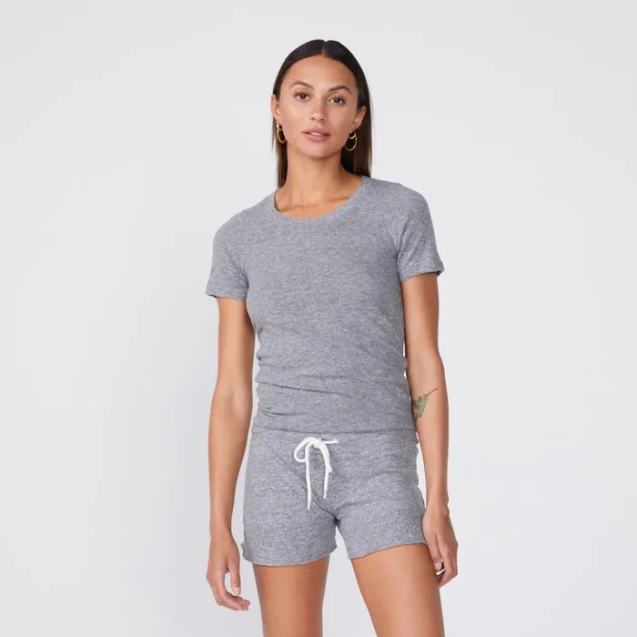 MONROW Tees Textured TriBlend Fitted Crew Neck Tee 8211 Women
