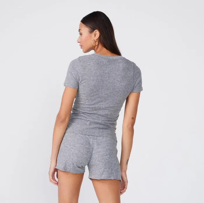 MONROW Tees Textured TriBlend Fitted Crew Neck Tee 8211 Women