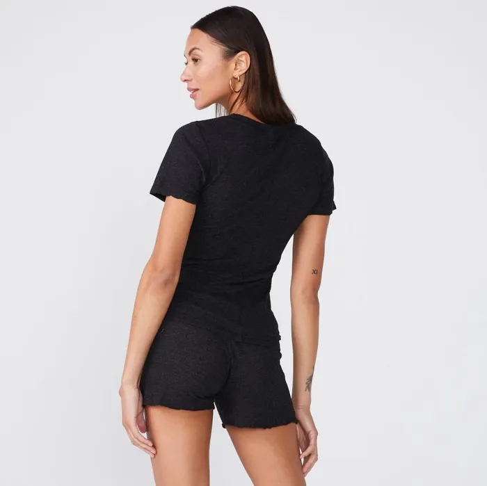 MONROW Tees Textured TriBlend Fitted Crew Neck Tee 8211 Women