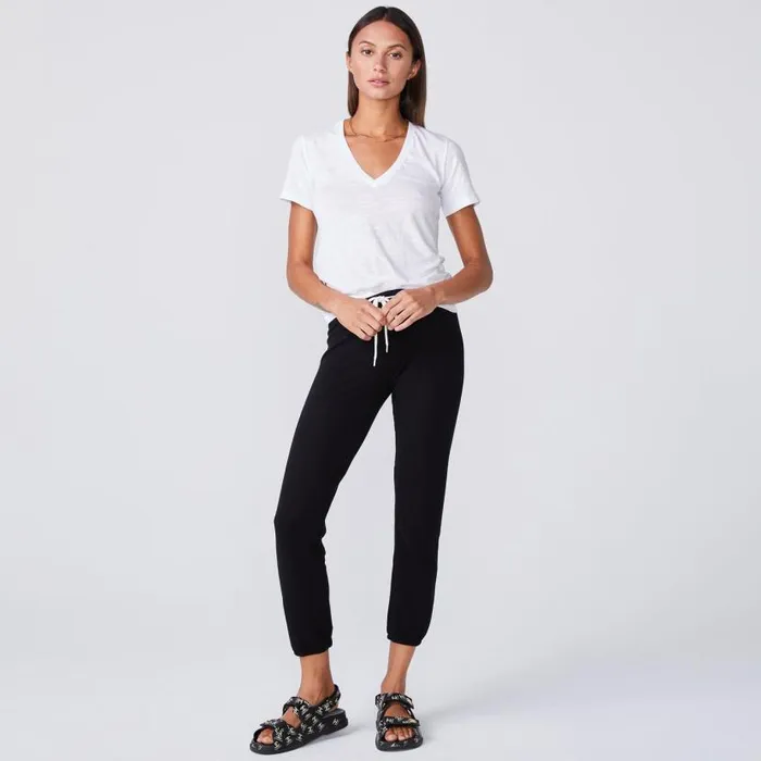 MONROW Tees Textured Tri Blend Fitted V Neck Tee 8211 White Color 8211 Women MONROW Tees Textured Tri Blend Fitted V Neck Tee 8211 White Color 8211 Women