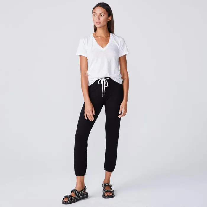 MONROW Tees Textured Tri Blend Fitted V Neck Tee 8211 White Color 8211 Women MONROW Tees Textured Tri Blend Fitted V Neck Tee 8211 White Color 8211 Women