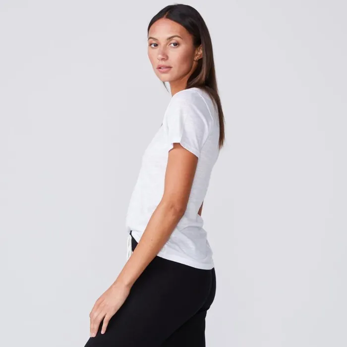 MONROW Tees Textured Tri Blend Fitted V Neck Tee 8211 White Color 8211 Women MONROW Tees Textured Tri Blend Fitted V Neck Tee 8211 White Color 8211 Women