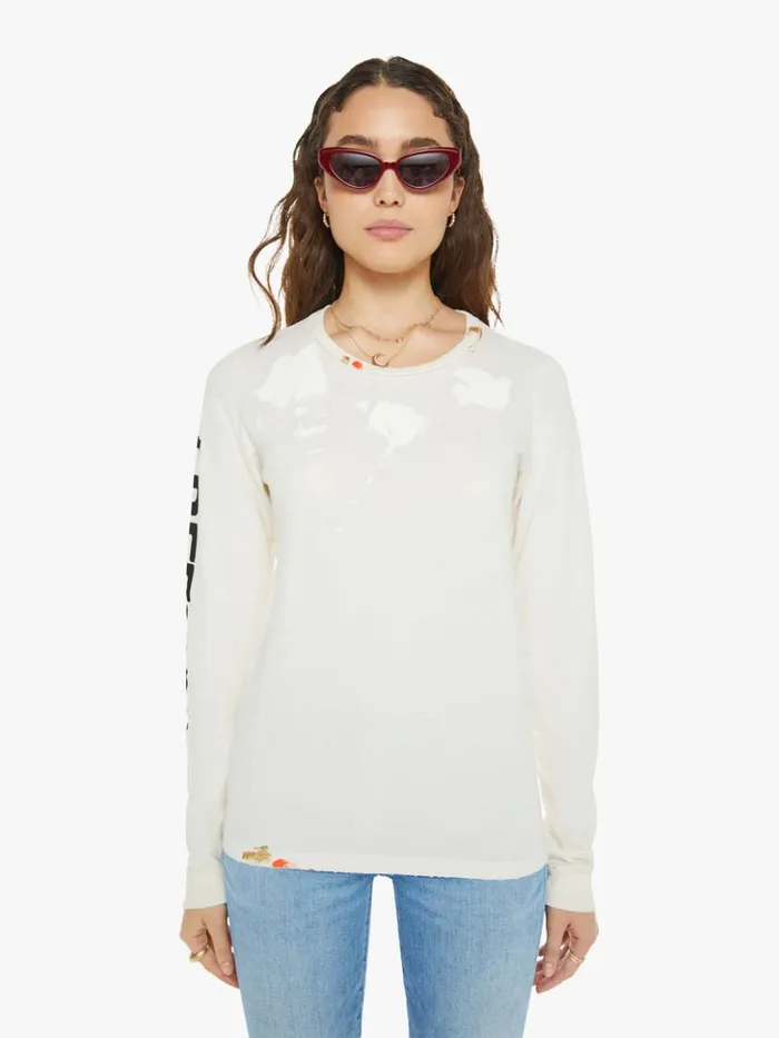 Mother Denim Artistswanted Paint Supervintage Longsleeve T Supervintage White 8211 Women