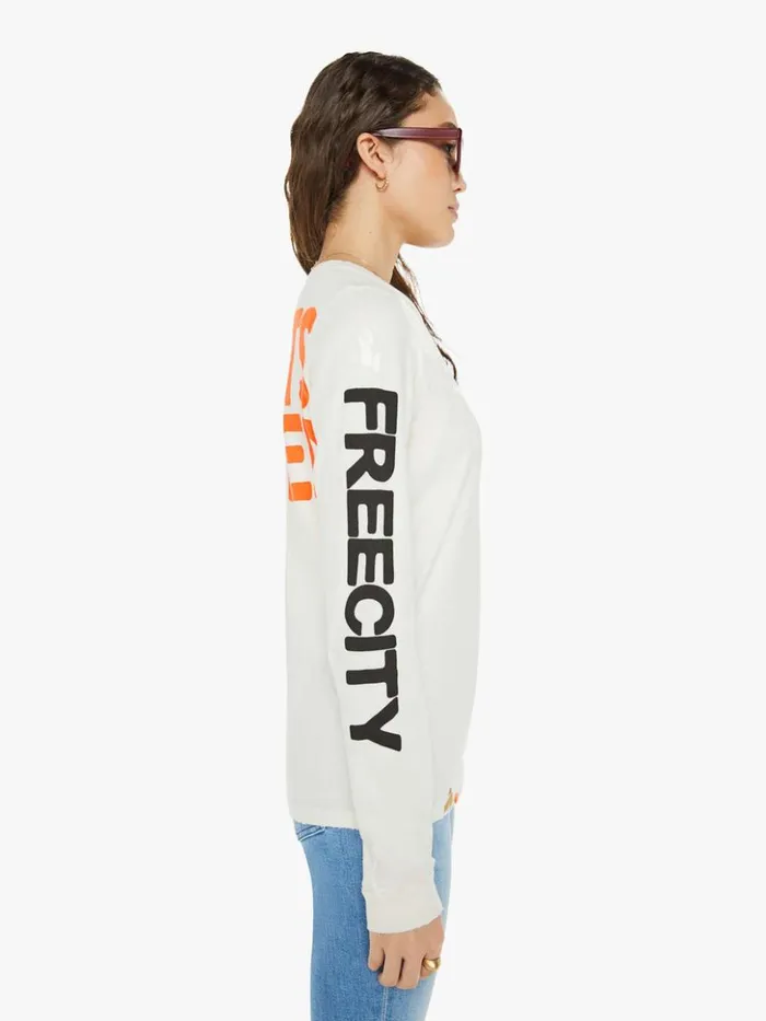 Mother Denim Artistswanted Paint Supervintage Longsleeve T Supervintage White 8211 Women