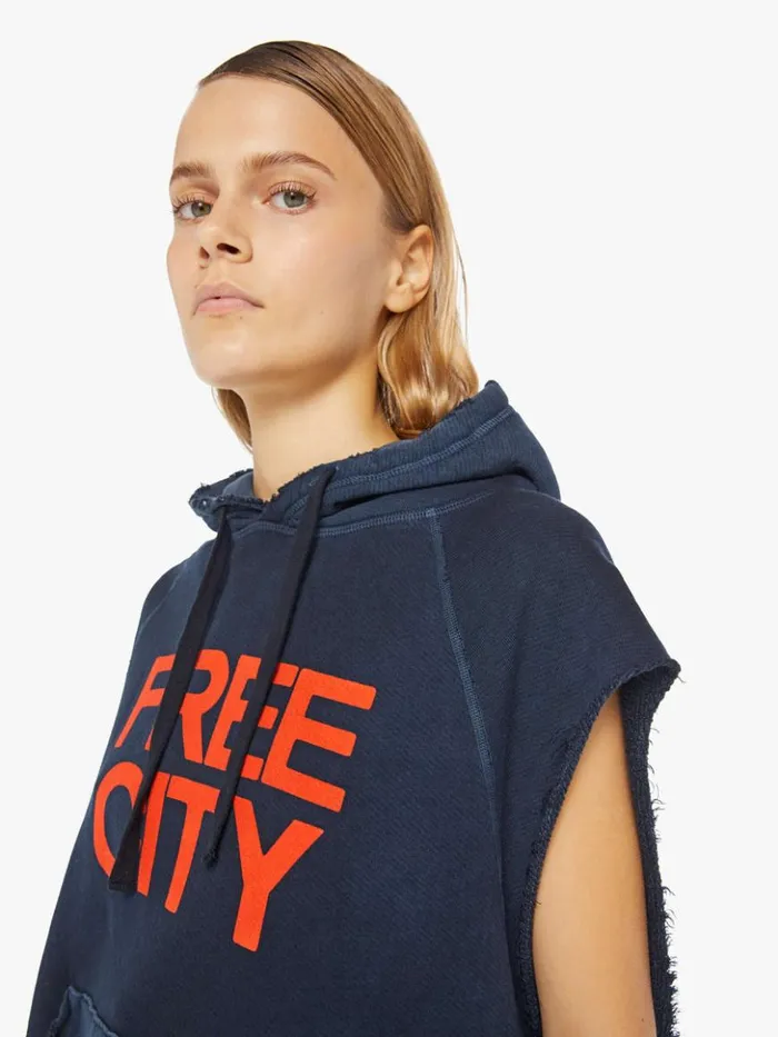 Mother Denim Lnl Wordy Superyumm Cutoff Hoodie Squidsink 8211 Women