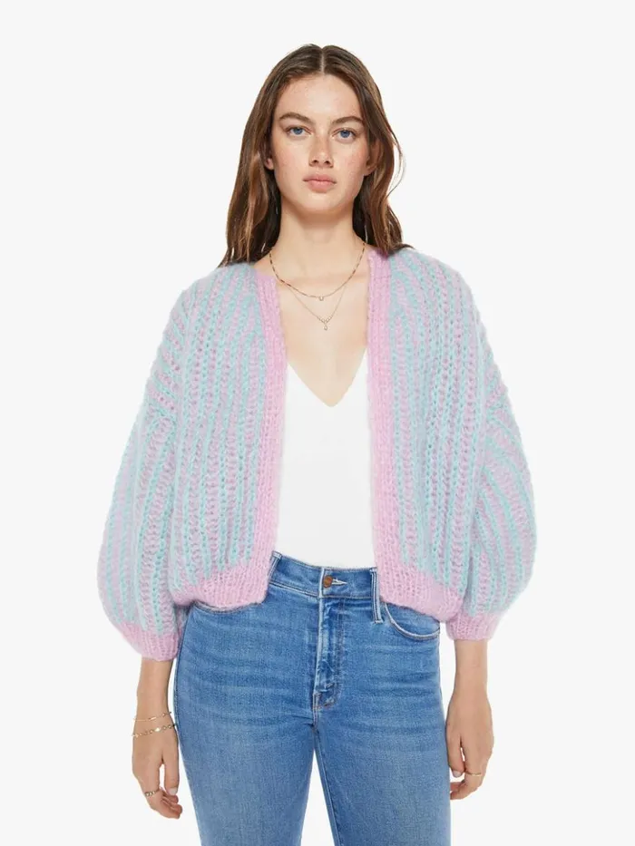 Mother Denim Mohair Brioche Bomber Cardigan RoseMint Rose 8211 Mint 8211 Women