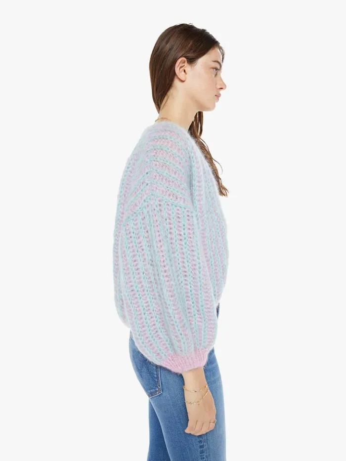 Mother Denim Mohair Brioche Bomber Cardigan RoseMint Rose 8211 Mint 8211 Women