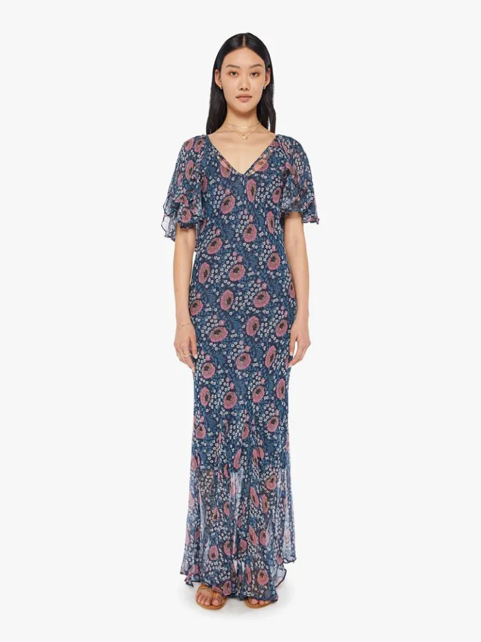 Mother Denim Ramya Dress Vintage Flowers Indigo 8211 Women