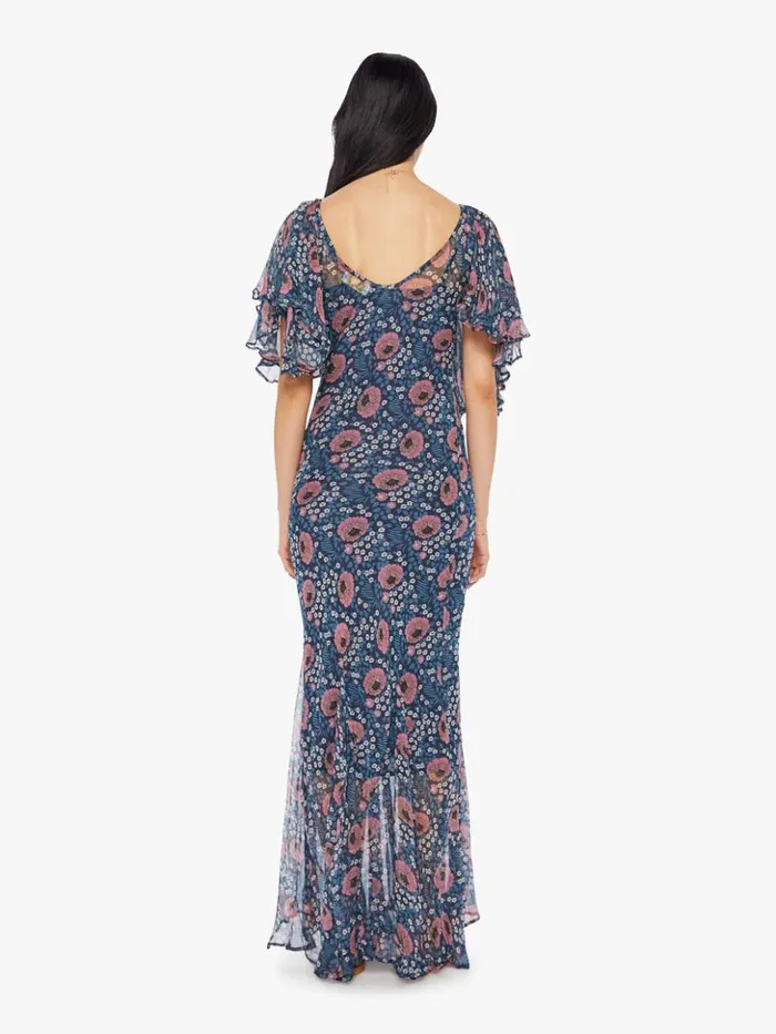 Mother Denim Ramya Dress Vintage Flowers Indigo 8211 Women