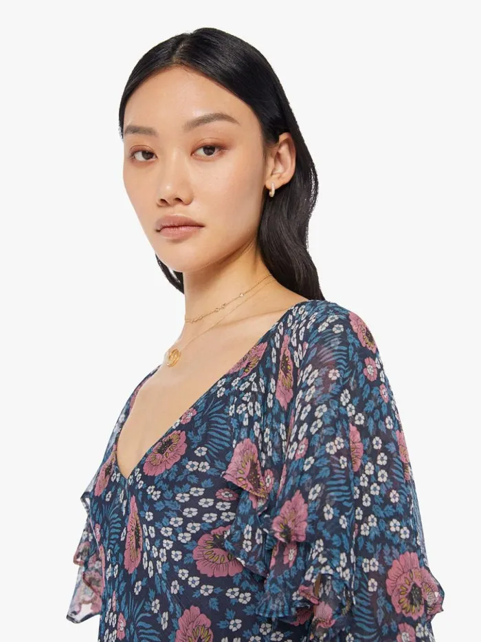 Mother Denim Ramya Dress Vintage Flowers Indigo 8211 Women