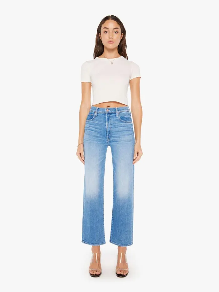 Mother Denim Wide Leg The Rambler Zip Flood Wash Out Of The Blue 8211 Women