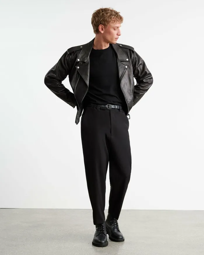 Nili Lotan ALEX LEATHER JACKET Black Men Jackets and Coats