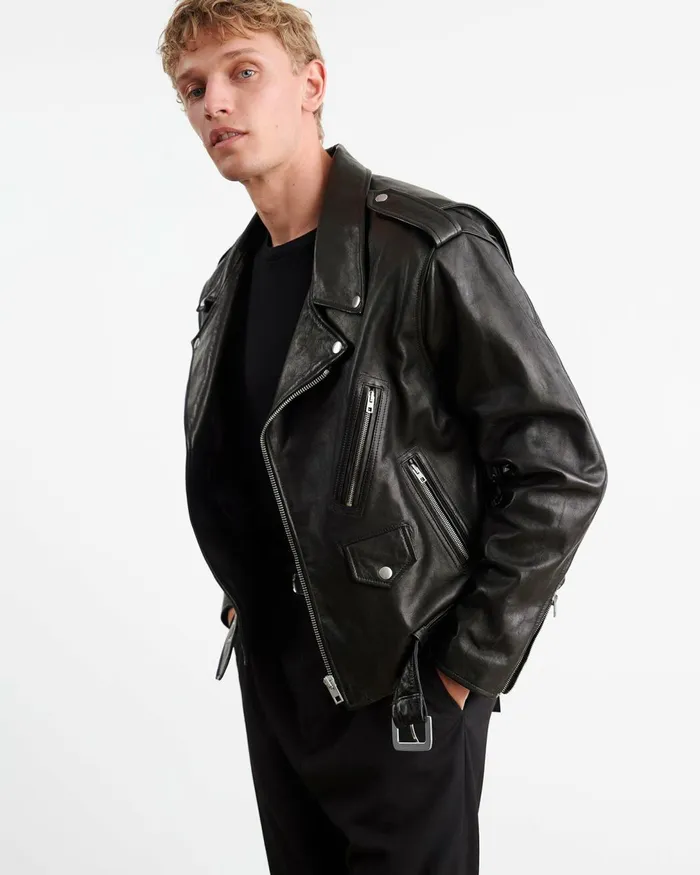 Nili Lotan ALEX LEATHER JACKET Black Men Jackets and Coats