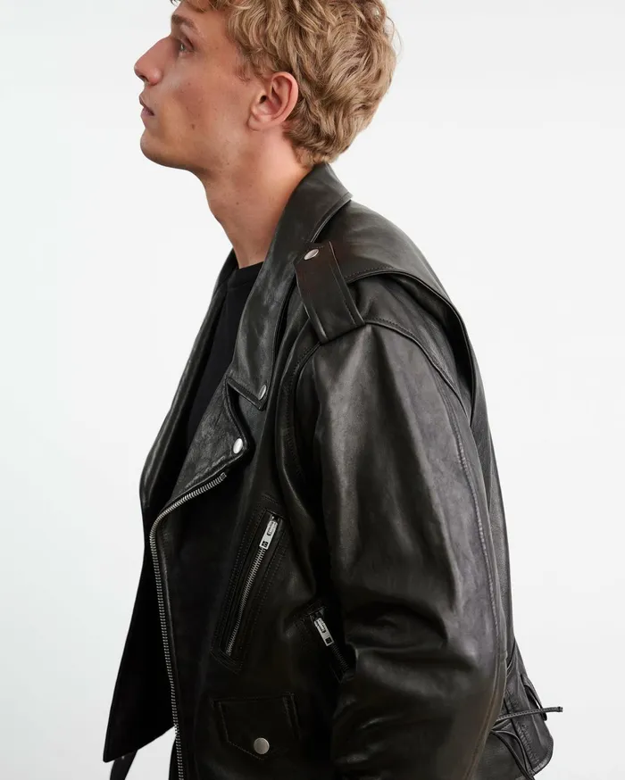 Nili Lotan ALEX LEATHER JACKET Black Men Jackets and Coats