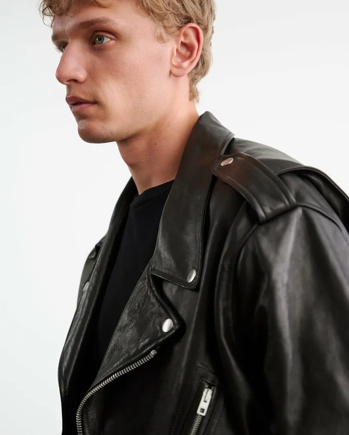 Nili Lotan ALEX LEATHER JACKET Black Men Jackets and Coats
