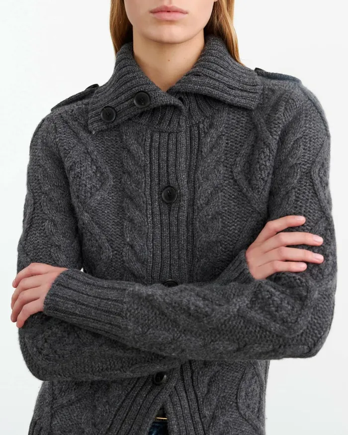 Nili Lotan ALLEGRA CARDIGAN Dark Grey Melange Women Knits and Sweaters