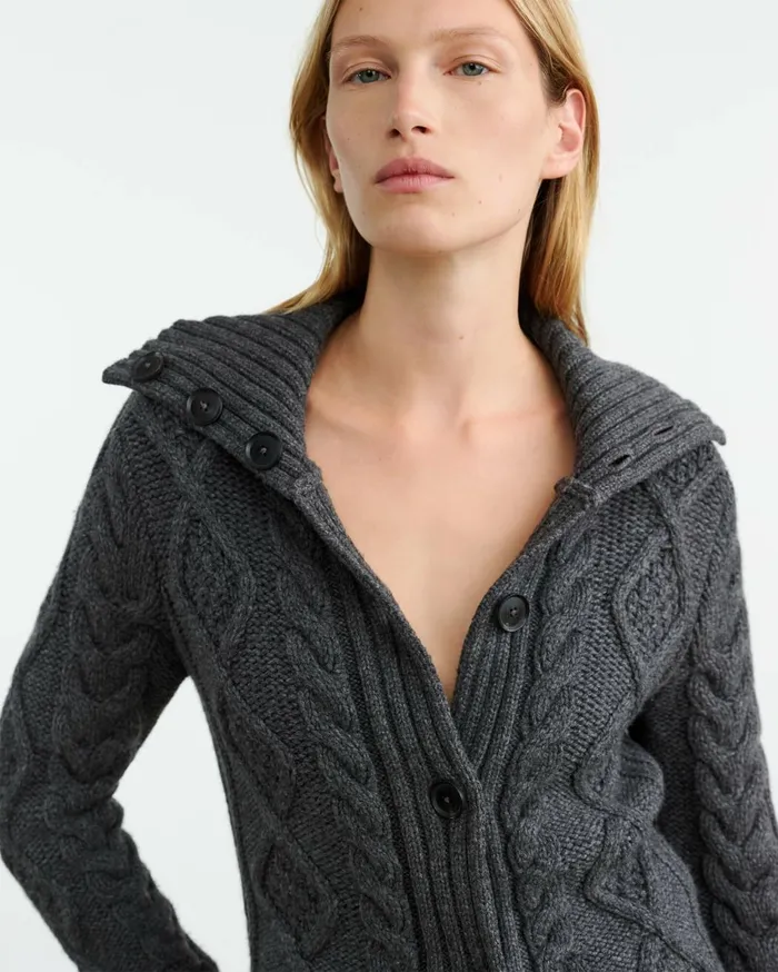 Nili Lotan ALLEGRA CARDIGAN Dark Grey Melange Women Knits and Sweaters