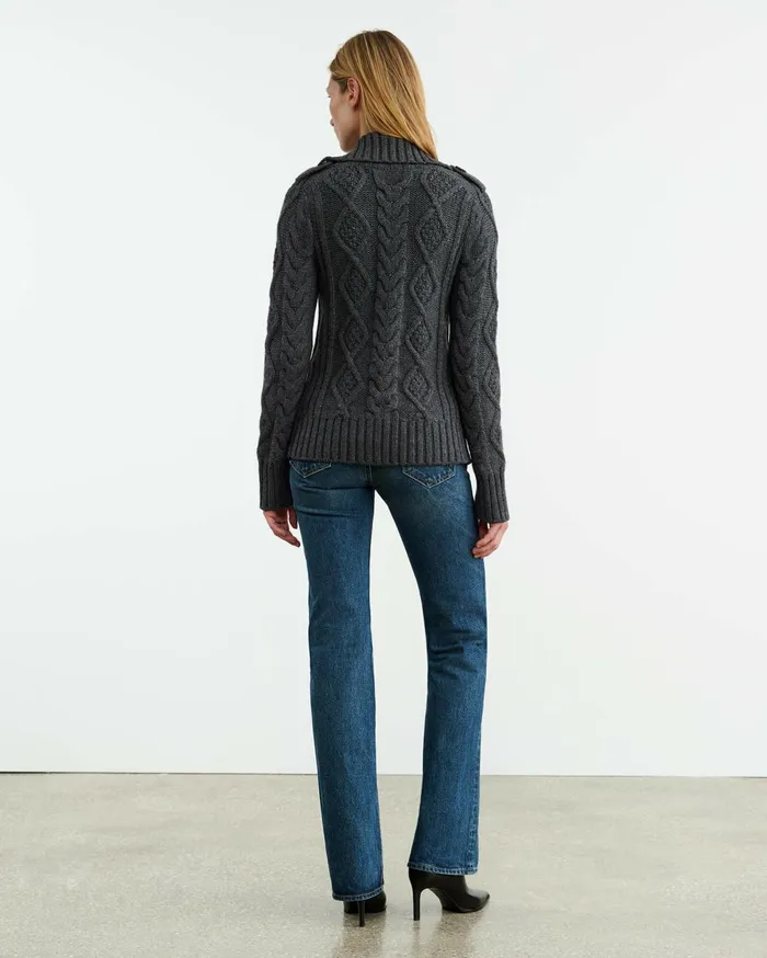 Nili Lotan ALLEGRA CARDIGAN Dark Grey Melange Women Knits and Sweaters