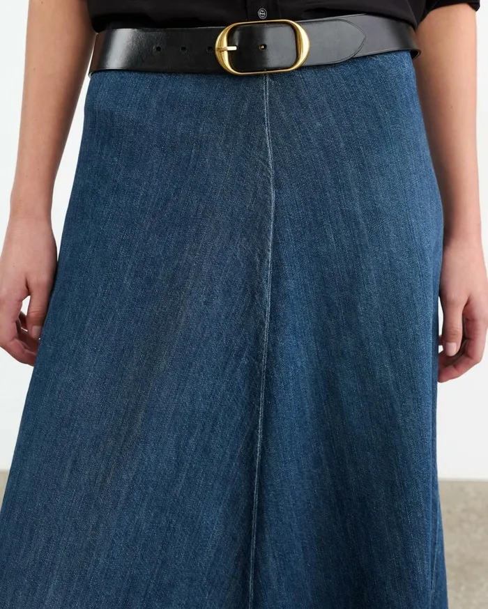 Nili Lotan ASTRID DENIM SKIRT Classic Wash Women Dresses and Skirts