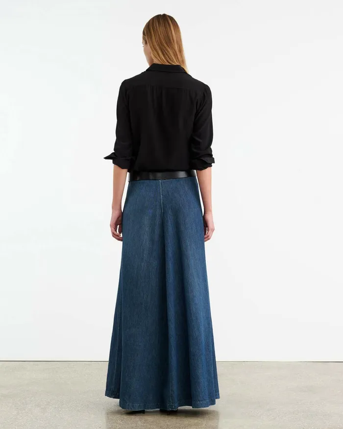 Nili Lotan ASTRID DENIM SKIRT Classic Wash Women Dresses and Skirts