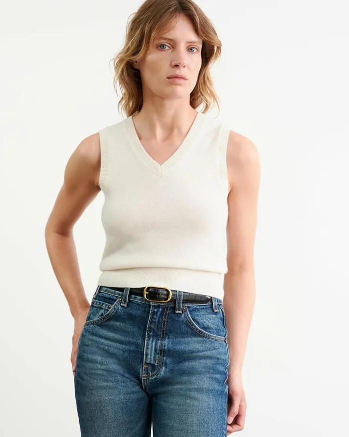 Nili Lotan FEBRUARY CASHMERE TANK Ivory Women Tops