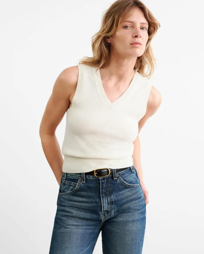 Nili Lotan FEBRUARY CASHMERE TANK Ivory Women Tops
