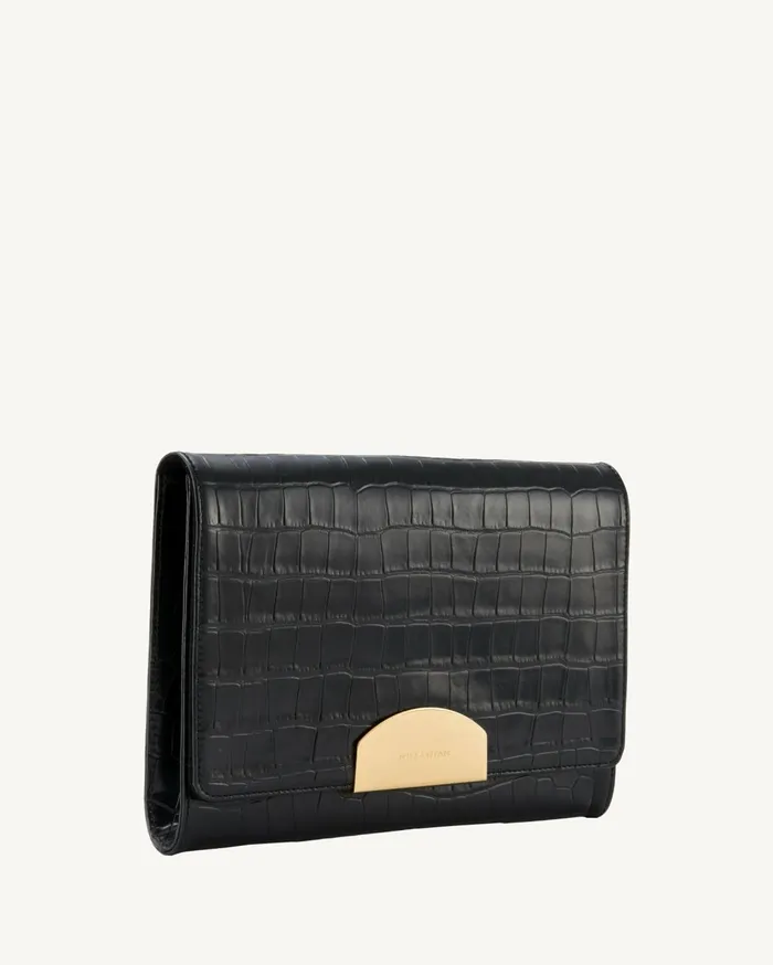 Nili Lotan LE AGNES CLUTCH Black And Gold Women Handbags