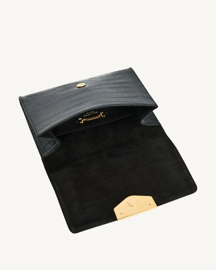 Nili Lotan LE AGNES CLUTCH Black And Gold Women Handbags