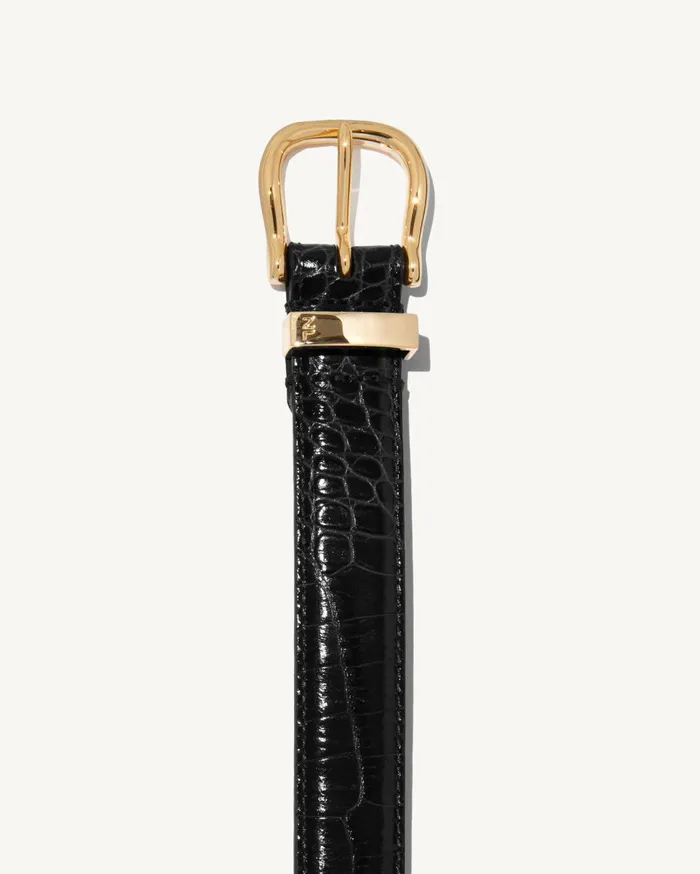 Nili Lotan LOUISE BELT Dark Brown Wshiny Brass Buckle Women Belts and Accessories