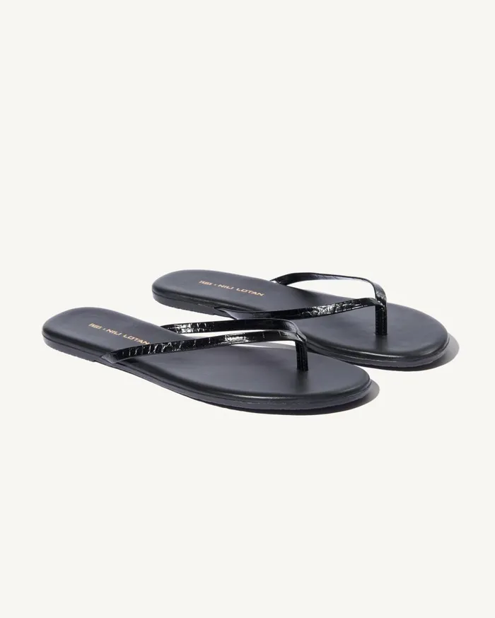 Nili Lotan NL X TKEES LEATHER FLIP FLOP Black Women Belts and Accessories