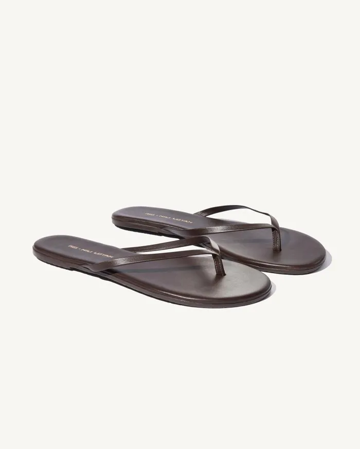 Nili Lotan NL X TKEES LEATHER FLIP FLOP Black Women Belts and Accessories