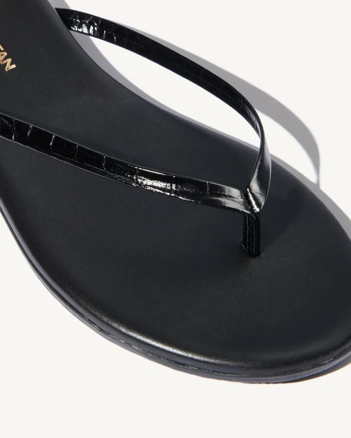 Nili Lotan NL X TKEES LEATHER FLIP FLOP Black Women Belts and Accessories