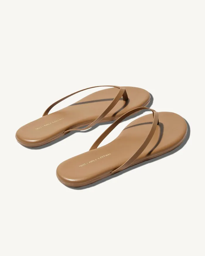 Nili Lotan NL X TKEES LEATHER FLIP FLOP Black Women Belts and Accessories