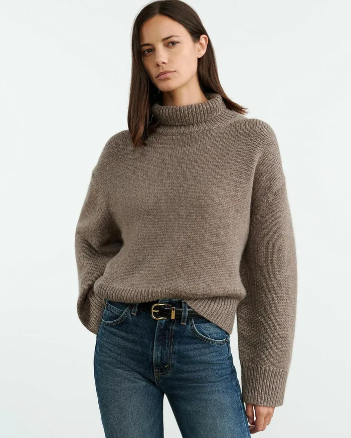 Nili Lotan TABITHA CASHMERE SWEATER Redwood Melange Women Knits and Sweaters