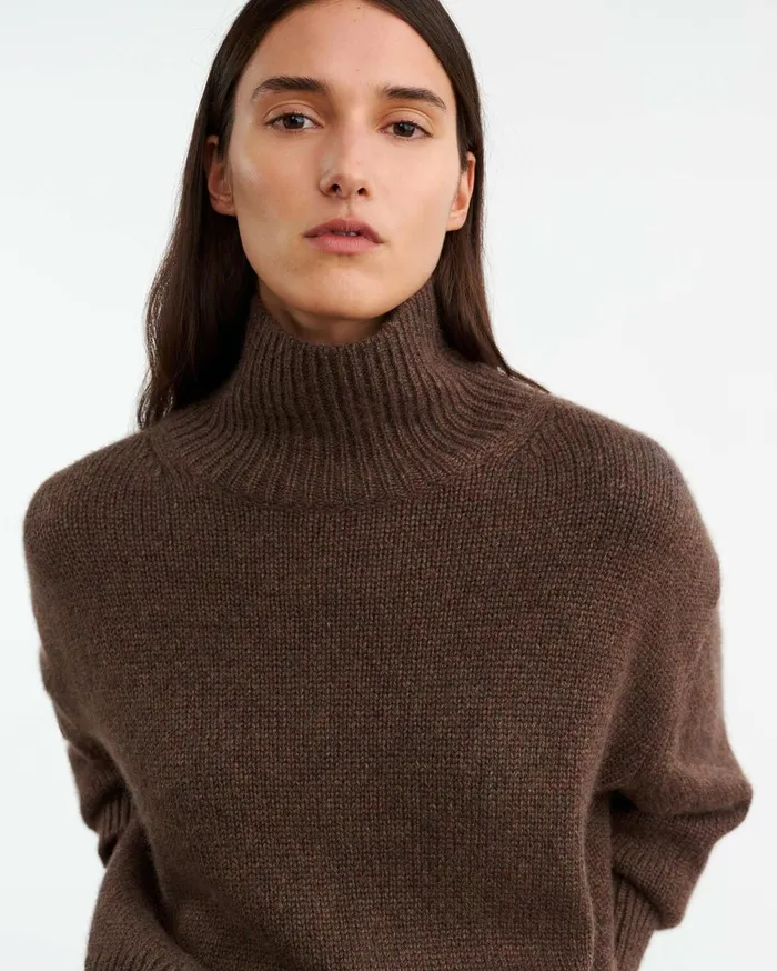 Nili Lotan TABITHA CASHMERE SWEATER Redwood Melange Women Knits and Sweaters
