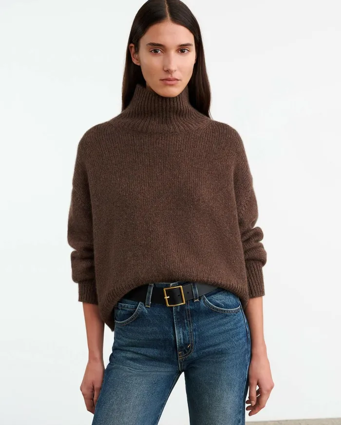 Nili Lotan TABITHA CASHMERE SWEATER Redwood Melange Women Knits and Sweaters