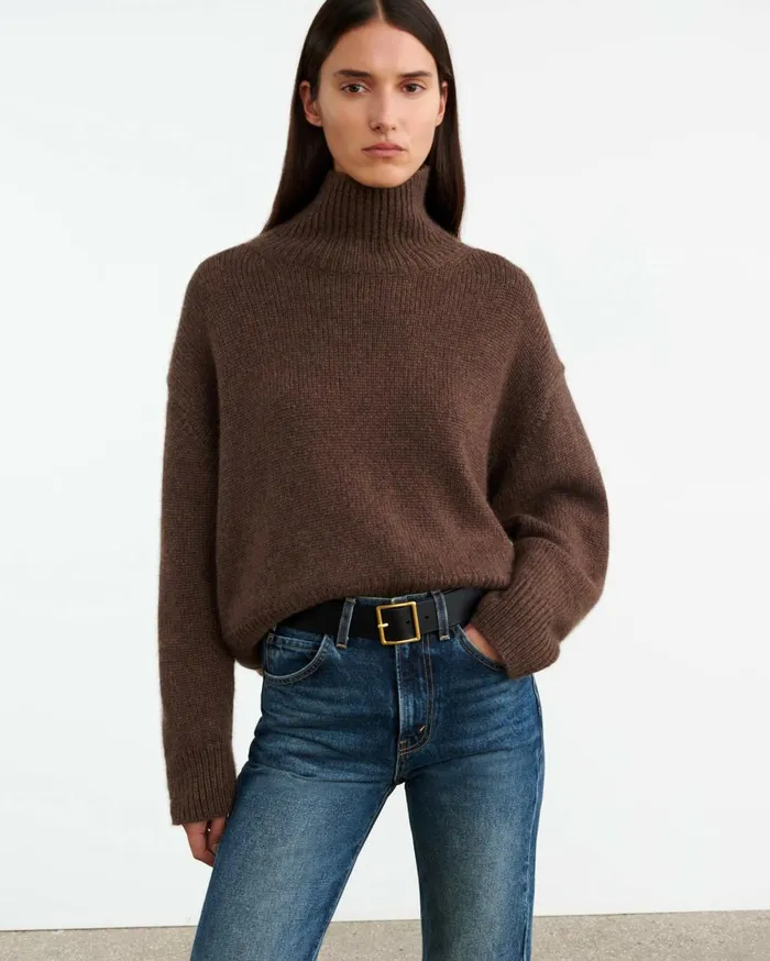 Nili Lotan TABITHA CASHMERE SWEATER Redwood Melange Women Knits and Sweaters